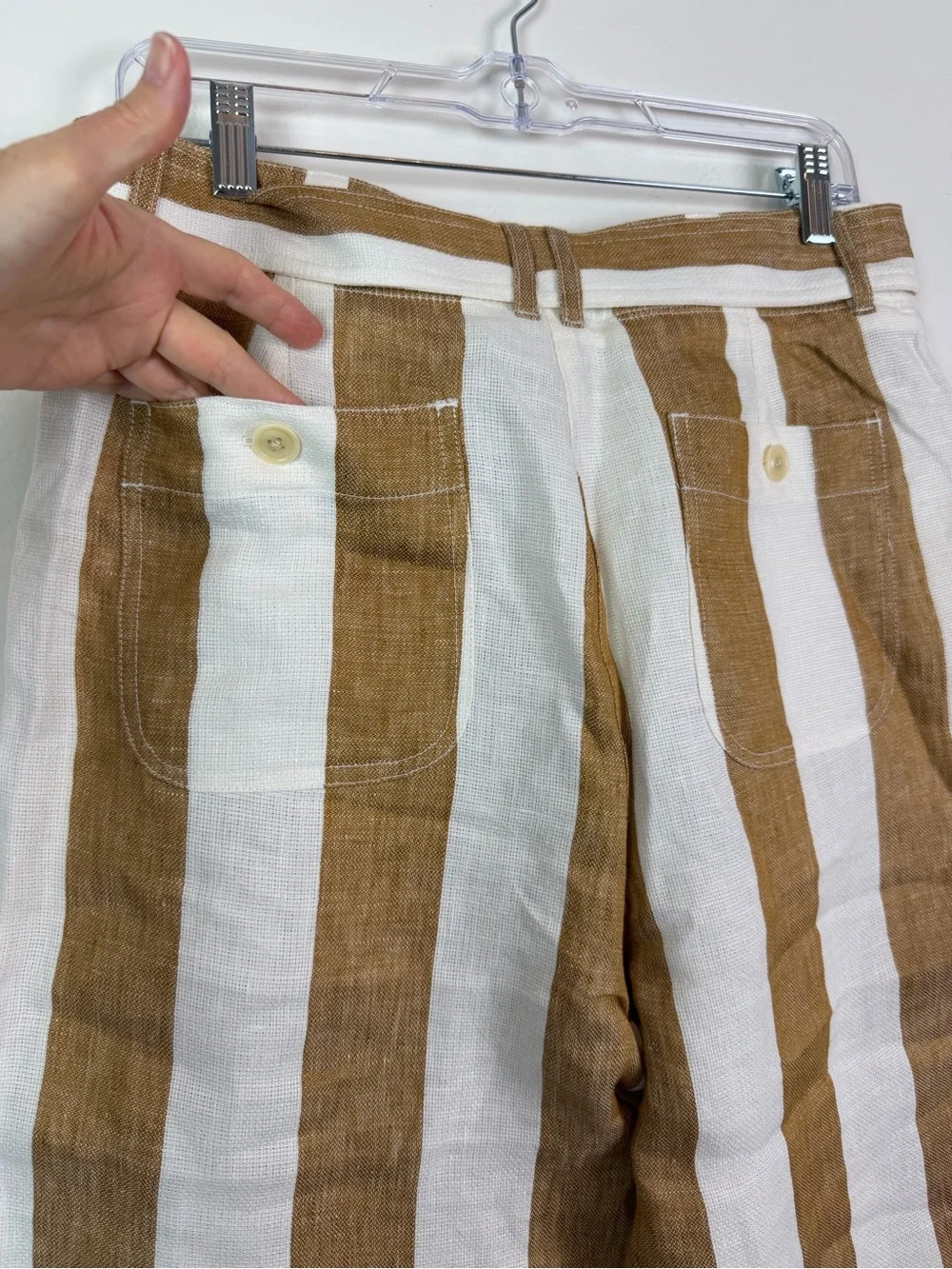 NWT J. Crew Tie-waist Linen Wide Leg Pants in Stripe Size 8